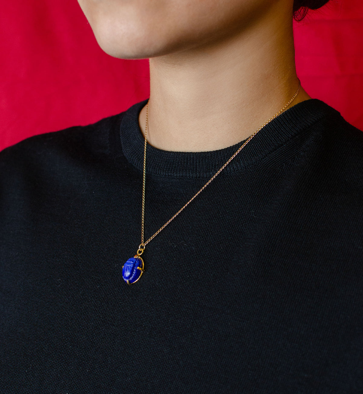 Beetle Blue Stone Necklace