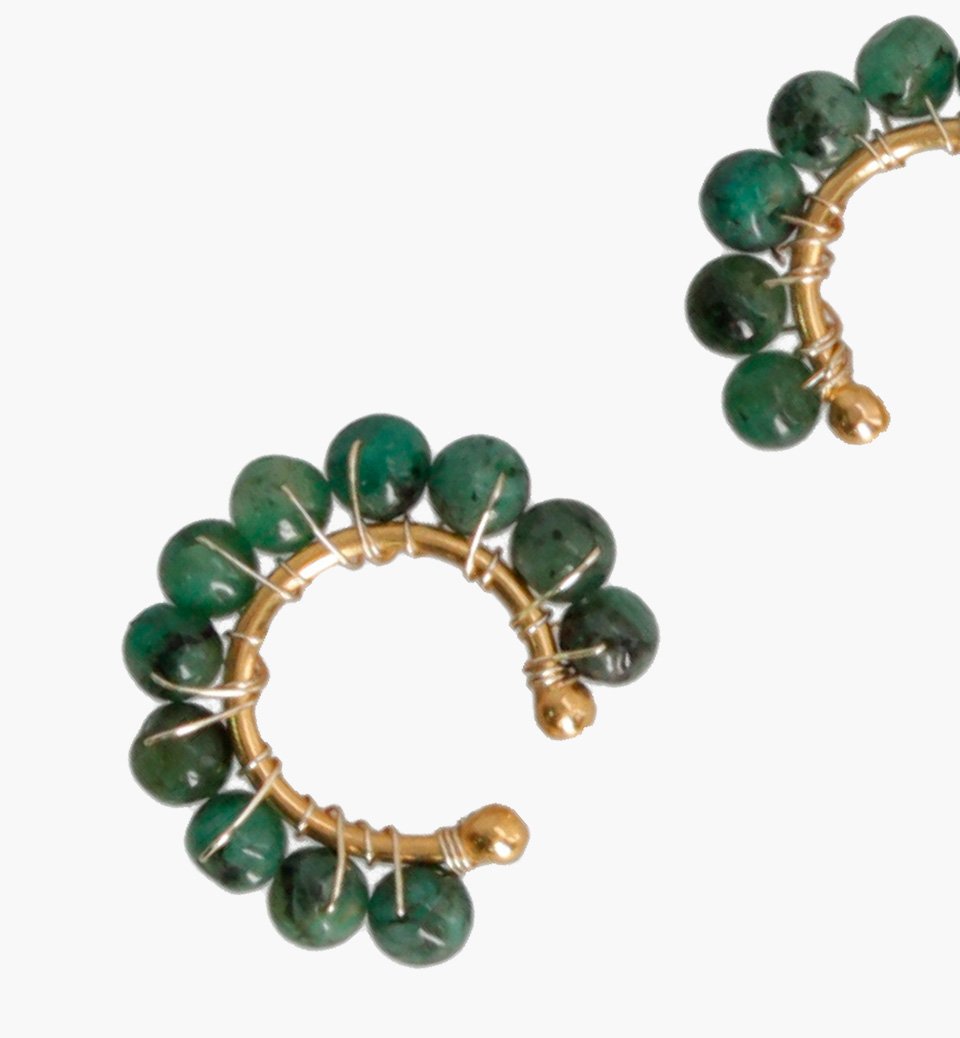 Emerald Ear cuffs Set of 2